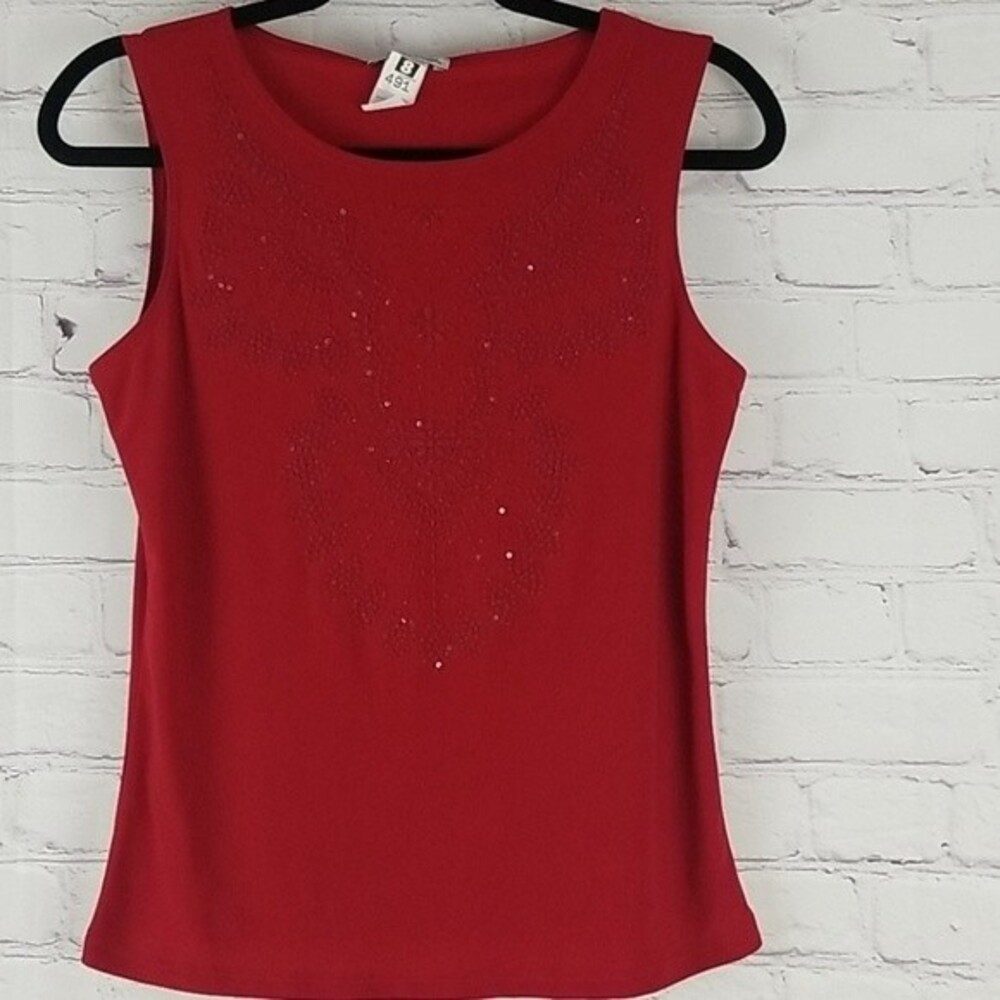 Bleeker&McDougal Red Sleeveless Stretchy Top Sz S